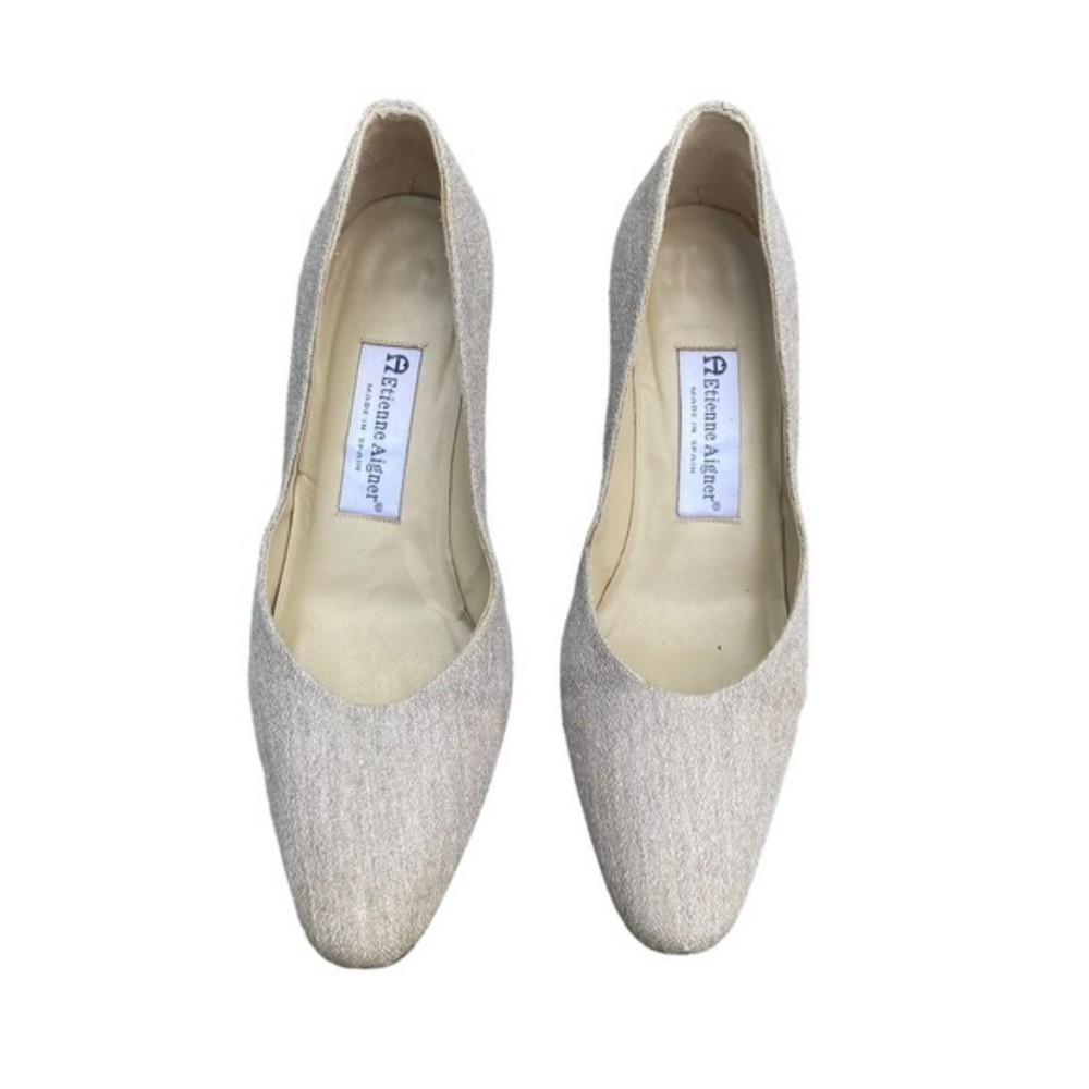 Etienne Aigner Beige Fabric Taylor Heels - Picture 2 of 10